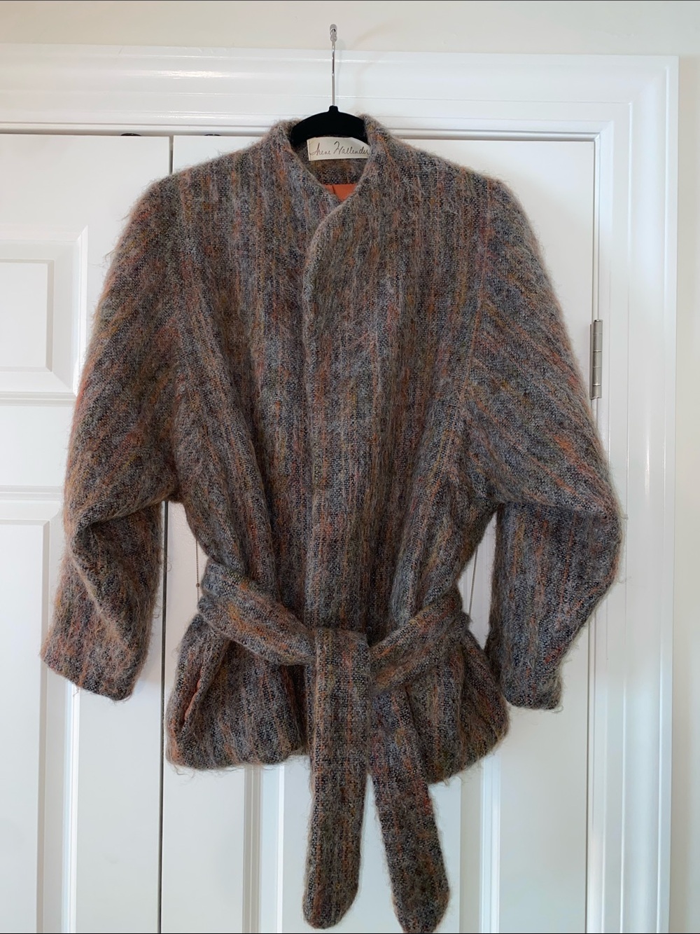 Irene Hallender Vintage Fuzzy Belted Wrap Jacket Size 10
